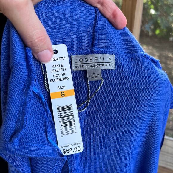 Joseph A. Women's Blue Sleeveless Longline Open Cardigan Sweater Size S. NEW - Picture 5 of 7